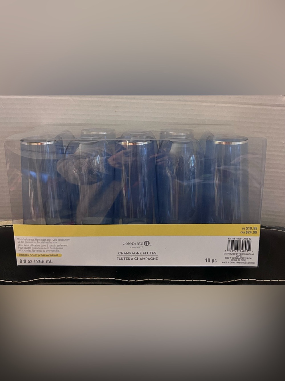 Celebrate It Blue Reusable Champagne Flutes - 10 Pack